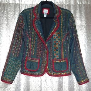 Chico's EUC size 1 (M) embroidered jean denim jacket